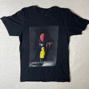 IT Movie Pennywise Balloon Graphic T Shirt Black Mens Size S